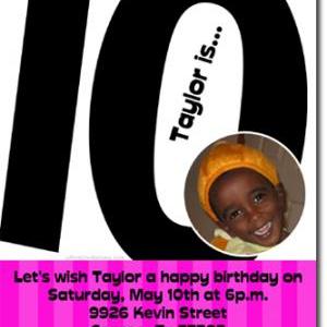 Girls 10th Birthday Invitations (download Jpg..