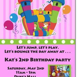 Bounce House Moonwalk Birthday Invitations..