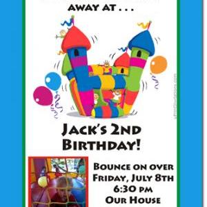 Bounce House Moonwalk Birthday Invitations..