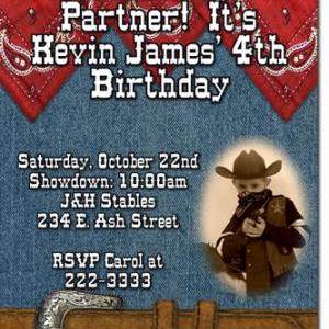 Cowboy Wanted Poster Birthday Invitations..