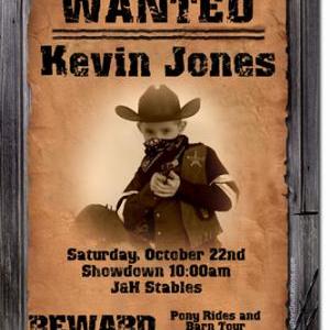 Cowboy Wanted Poster Birthday Invitations..
