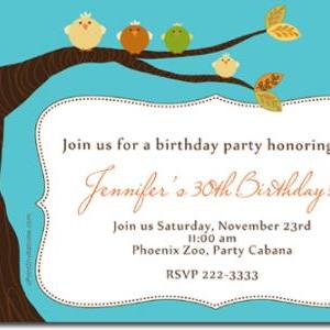 Bird Tree Birthday Invitations (download Jpg..