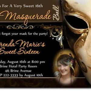 Masquerade Mardi Gras Party Birthday Invitations..