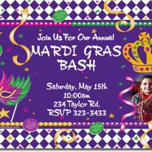 Masquerade Mardi Gras Party Birthday Invitations..