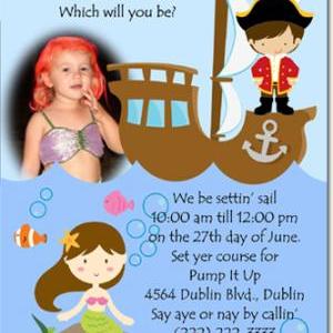 Mermaid And Pirate Birthday Invitations (download..