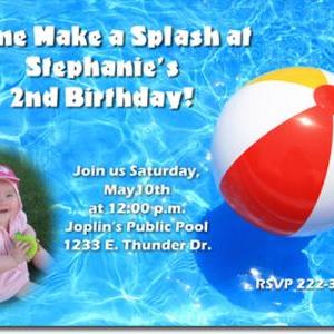 Swimming Pool Birthday Invitations (download Jpg..