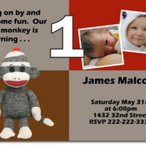 Sock Monkey Birthday Invitations (download Jpg..