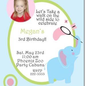 Elephant Birthday Invitations (download Jpg..