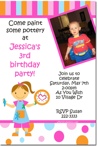 Pottery Party Birthday Invitations (download Jpg Immediately) Click For Additional Designs