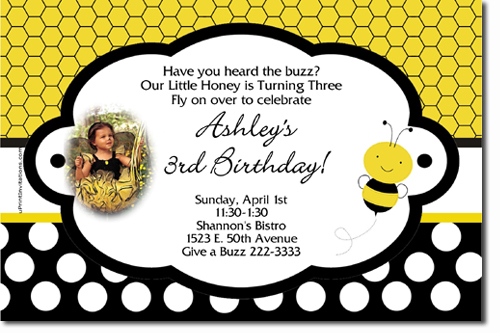Bee Birthday Invitations (download Jpg Immediately) Click For Additional Designs