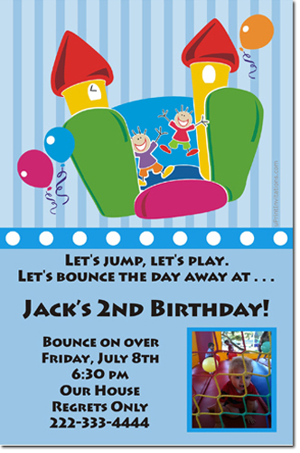 Bounce House Moonwalk Birthday Invitations (download Jpg Immediately) Click For Additional Designs