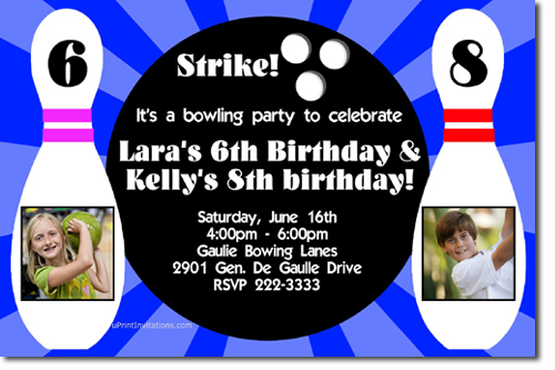 Bowling Party Birthday Invitations (download Jpg Immediately) Click For Additional Designs