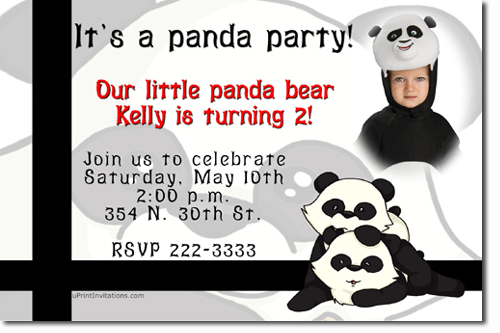 Panda Bear Birthday Invitations (download Jpg Immediately) Click For Additional Designs