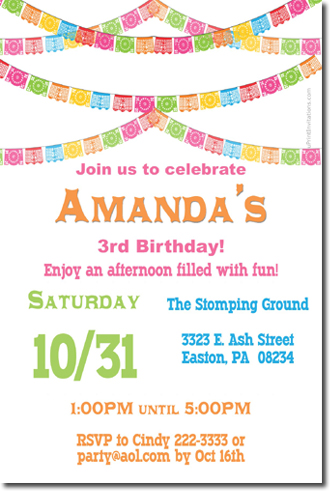 Papel Picado Birthday Invitations (download Jpg Immediately) Click For Additional Designs