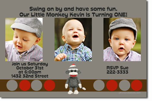 Sock Monkey Birthday Invitations (download Jpg Immediately) Click For Additional Designs