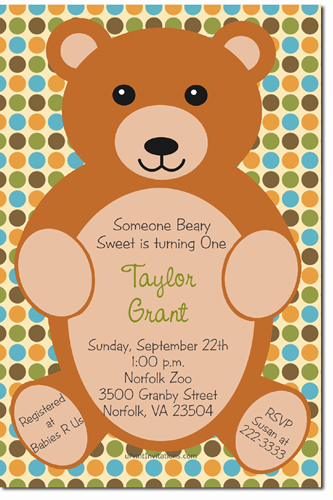 Teddy Bear Birthday Invitations (download Jpg Immediately) Click For Additional Designs Any Color Scheme