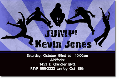 Trampoline Bounce Park Birthday Invitations (download Jpg Immediately) Click For Additional Designs Any Color Scheme